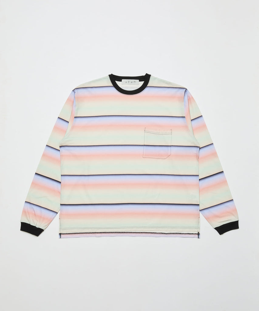 GRADIENT STRIPE CREW NECK L/S TEE