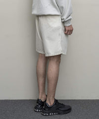 WASHED TWILL WOVEN BELTED SHORT