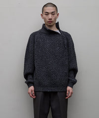 DIAGONAL ZIP  JACQUARD  SWEATER