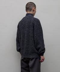 DIAGONAL ZIP  JACQUARD  SWEATER