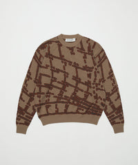 NET JACQUARD COTTON CREWNECK SWEATER