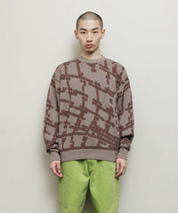 NET JACQUARD COTTON CREWNECK SWEATER