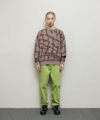 NET JACQUARD COTTON CREWNECK SWEATER