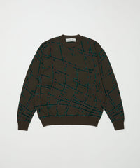 NET JACQUARD COTTON CREWNECK SWEATER