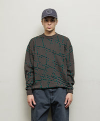 NET JACQUARD COTTON CREWNECK SWEATER