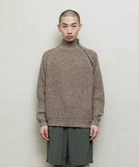 DIAGONAL ZIP  JACQUARD  SWEATER