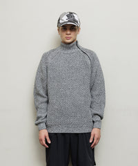 DIAGONAL ZIP  JACQUARD  SWEATER