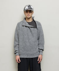 DIAGONAL ZIP  JACQUARD  SWEATER