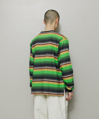 GRADIENT STRIPE CREW NECK L/S TEE