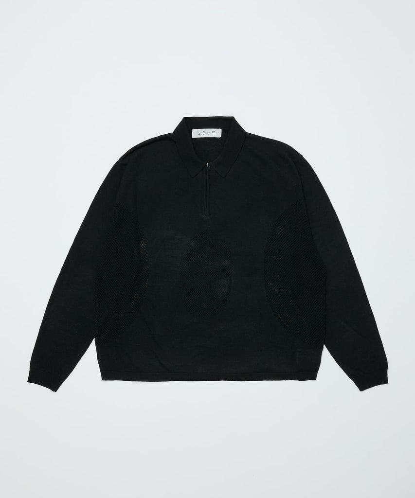 VENTILATION MESH KNIT ZIP POLO LS