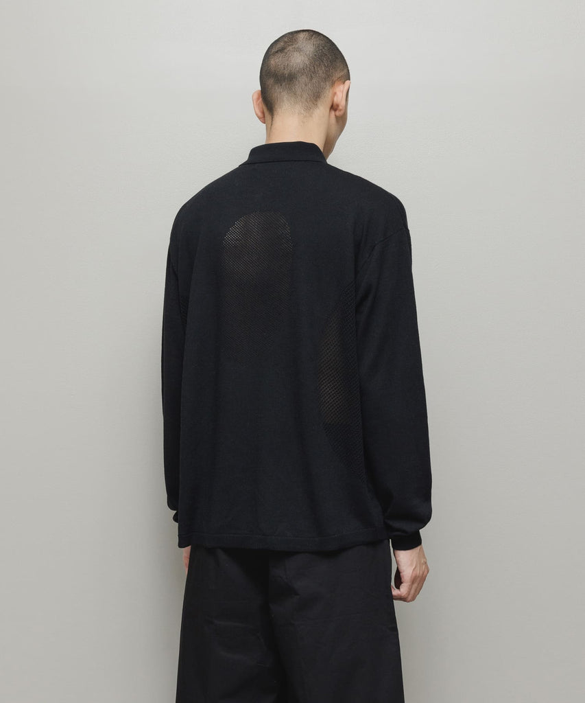VENTILATION MESH KNIT ZIP POLO LS