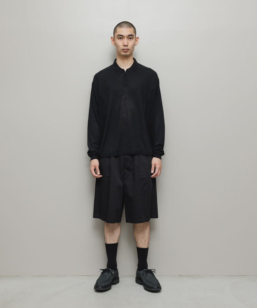 VENTILATION MESH KNIT ZIP POLO LS