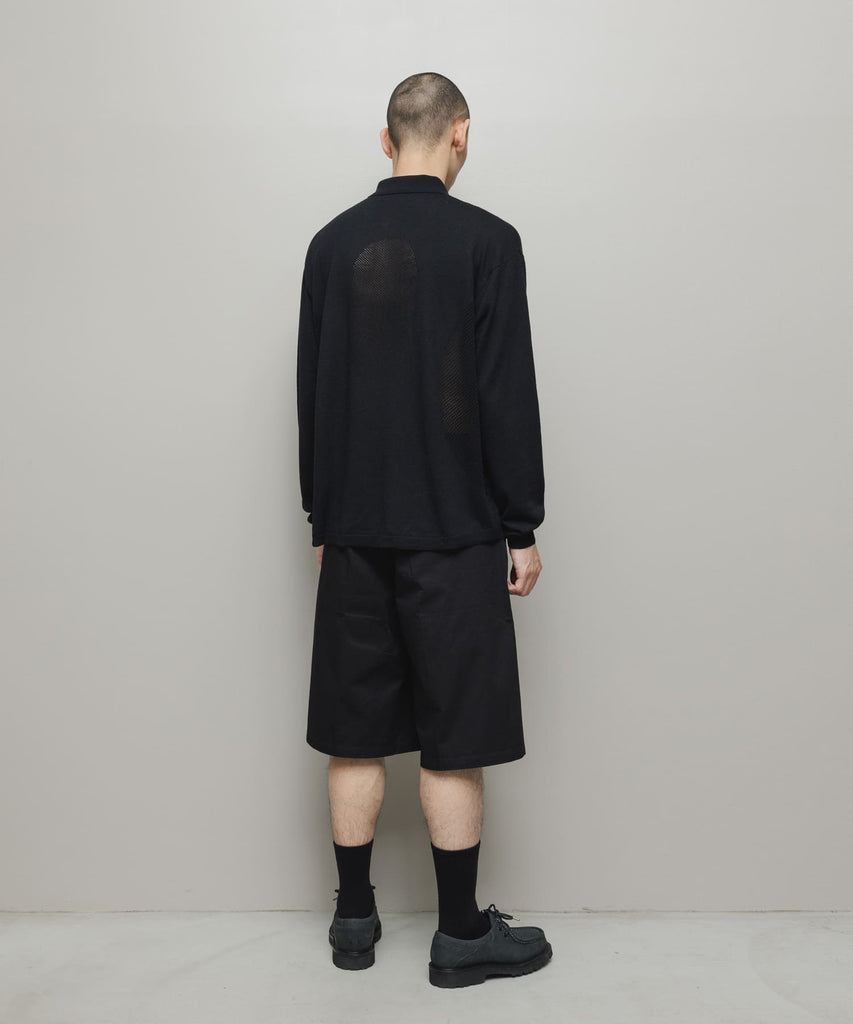 VENTILATION MESH KNIT ZIP POLO LS