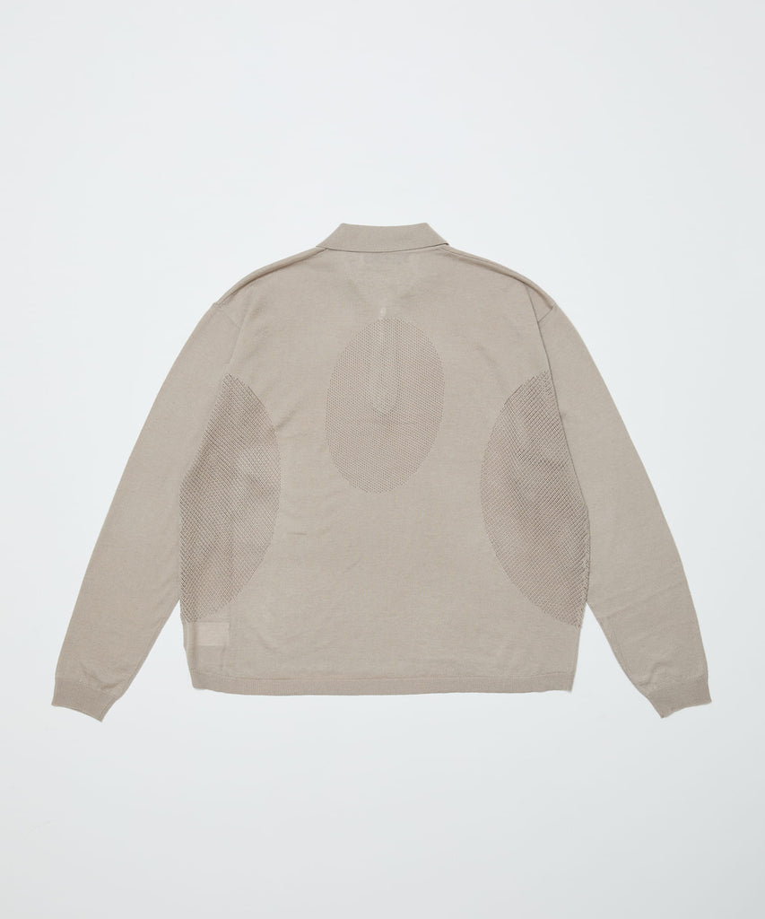 VENTILATION MESH KNIT ZIP POLO LS