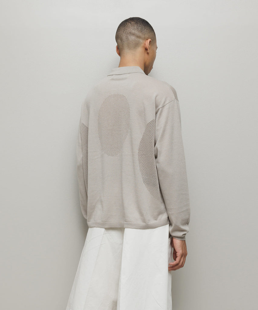 VENTILATION MESH KNIT ZIP POLO LS