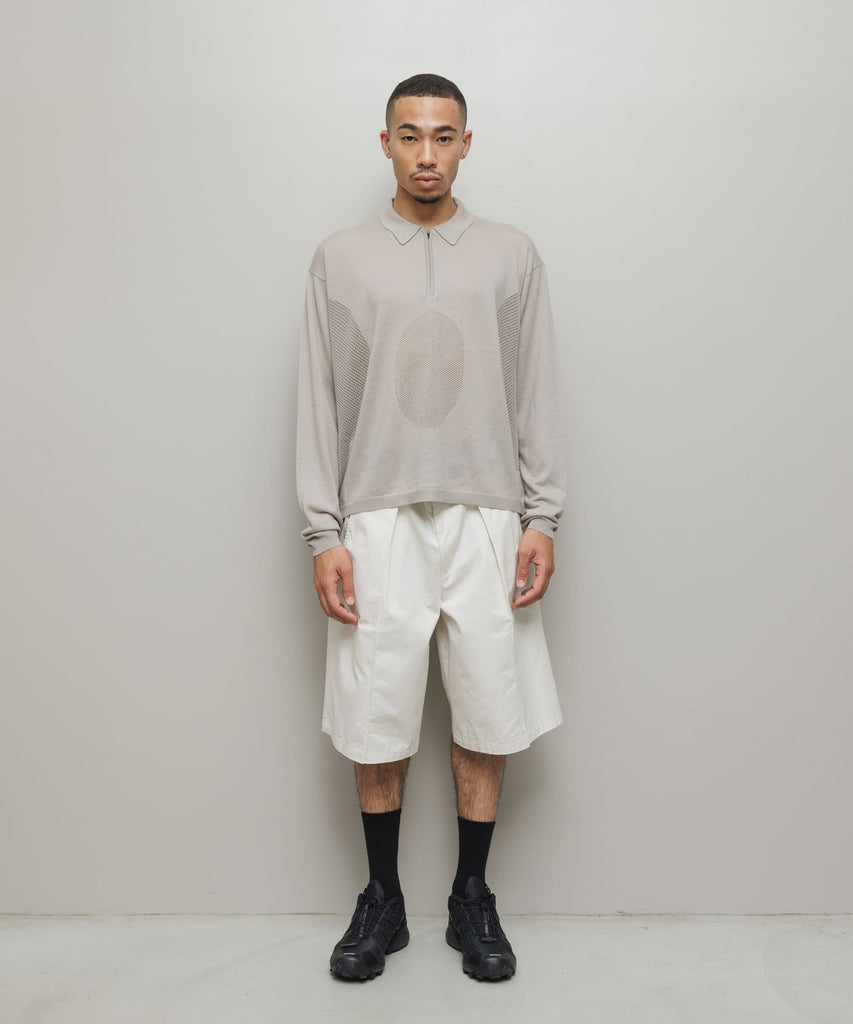 VENTILATION MESH KNIT ZIP POLO LS
