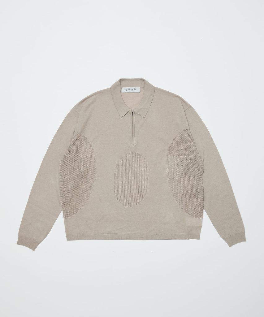 VENTILATION MESH KNIT ZIP POLO LS