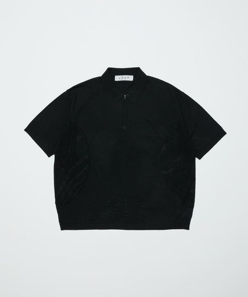 VENTILATION MESH KNIT ZIP POLO SS