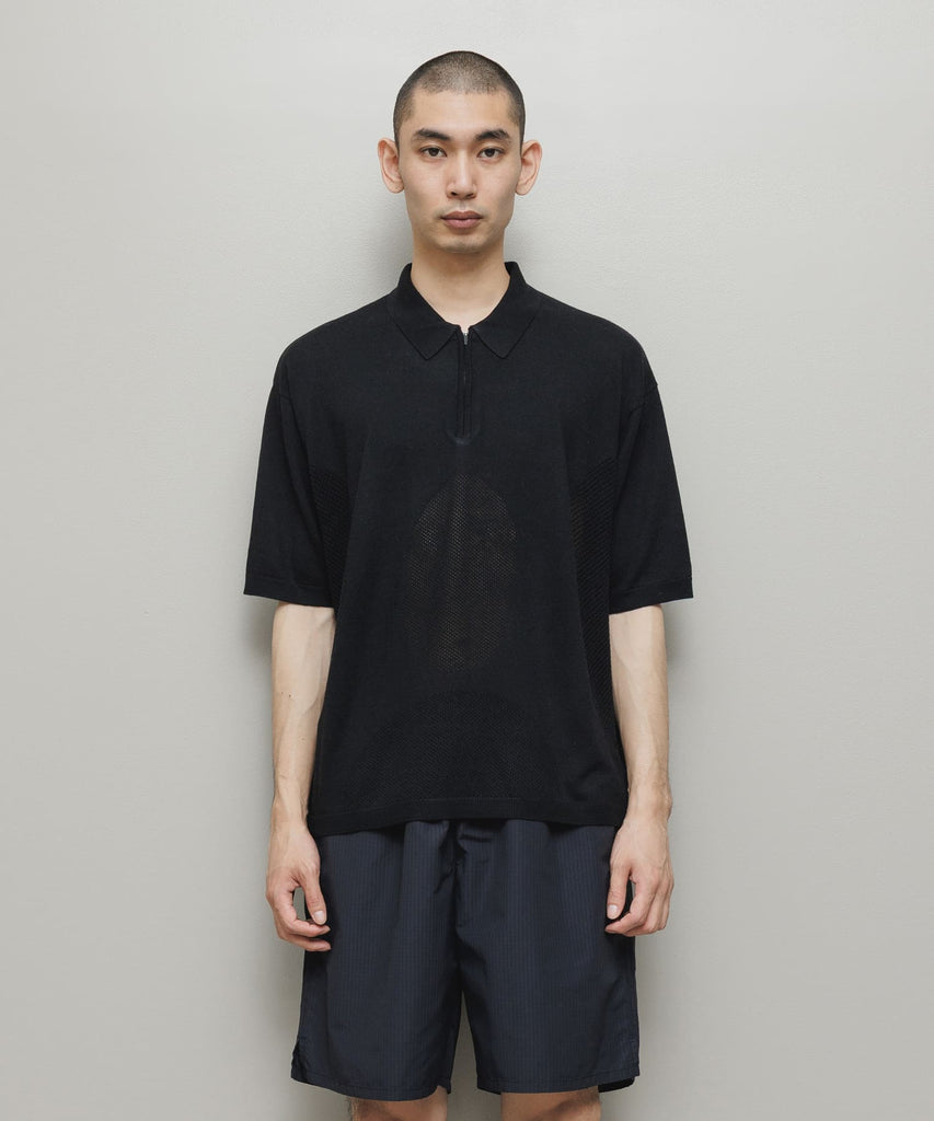 VENTILATION MESH KNIT ZIP POLO SS