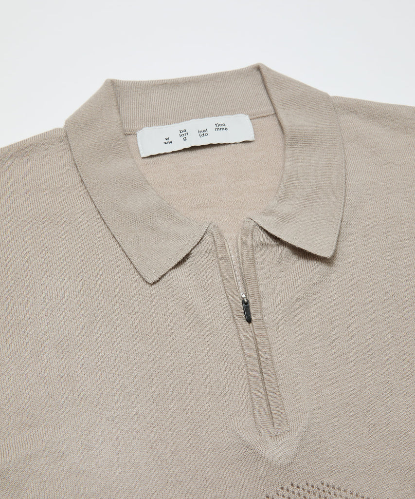 VENTILATION MESH KNIT ZIP POLO SS