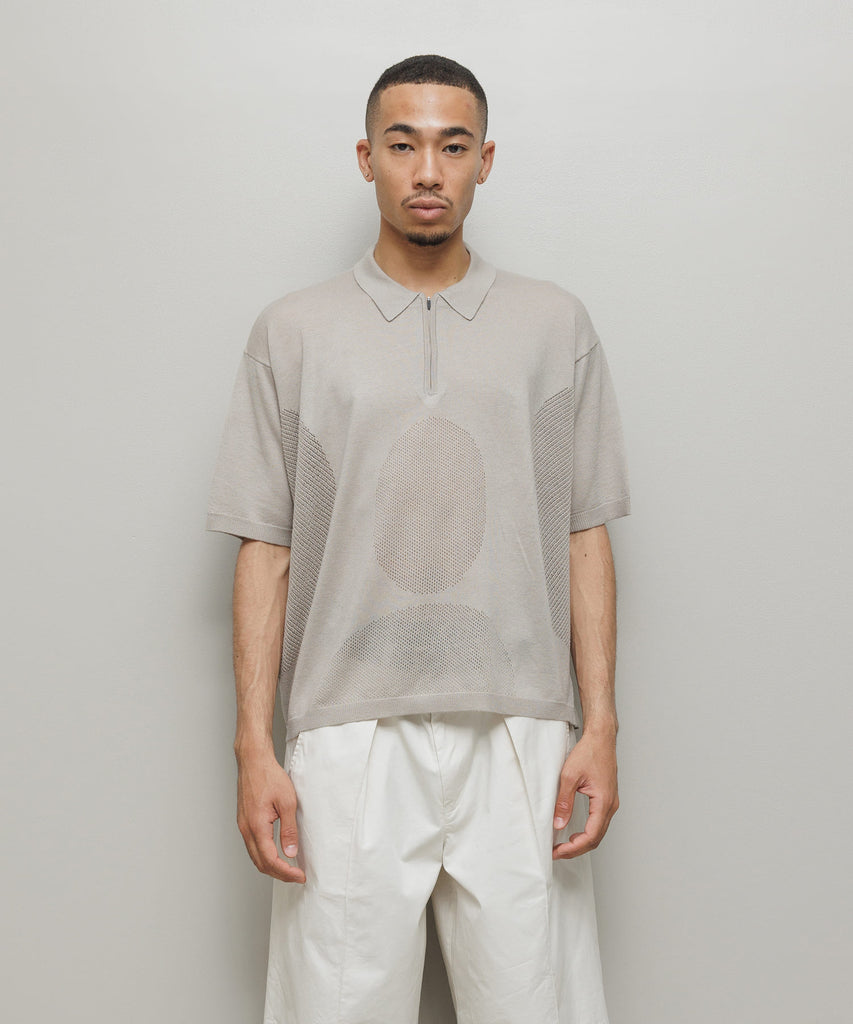 VENTILATION MESH KNIT ZIP POLO SS