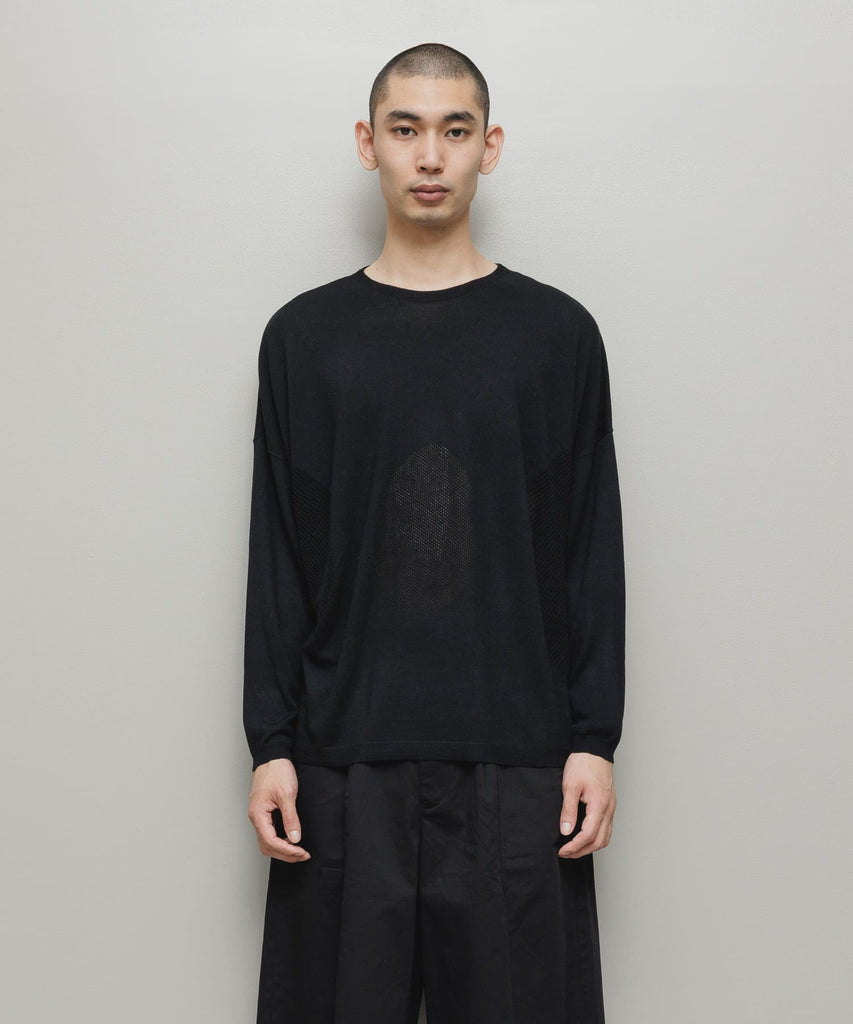 VENTILATION MESH CREW SWEATER