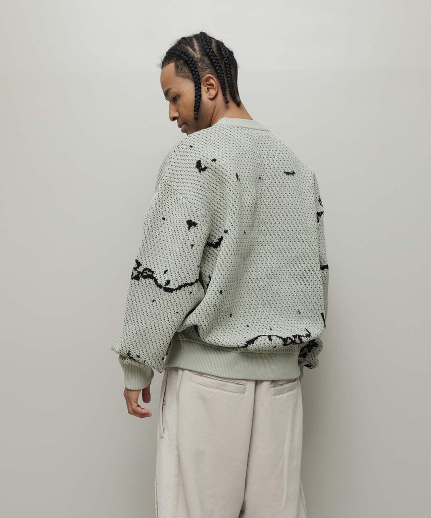 JACQUARD PATTERN CREWNECK SWEATER