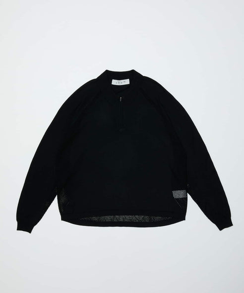 VENTILATION MESH KNIT ZIP POLO LS