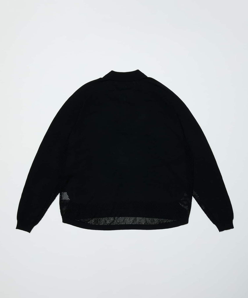 VENTILATION MESH KNIT ZIP POLO LS