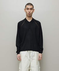 VENTILATION MESH KNIT ZIP POLO LS