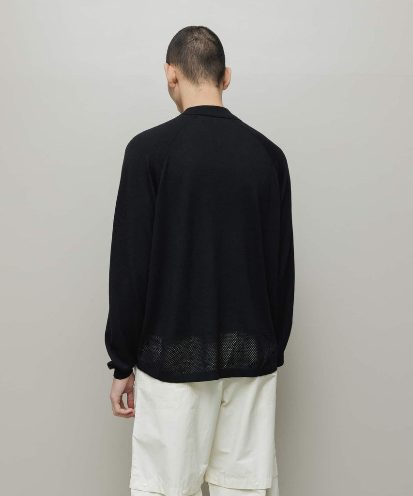 VENTILATION MESH KNIT ZIP POLO LS
