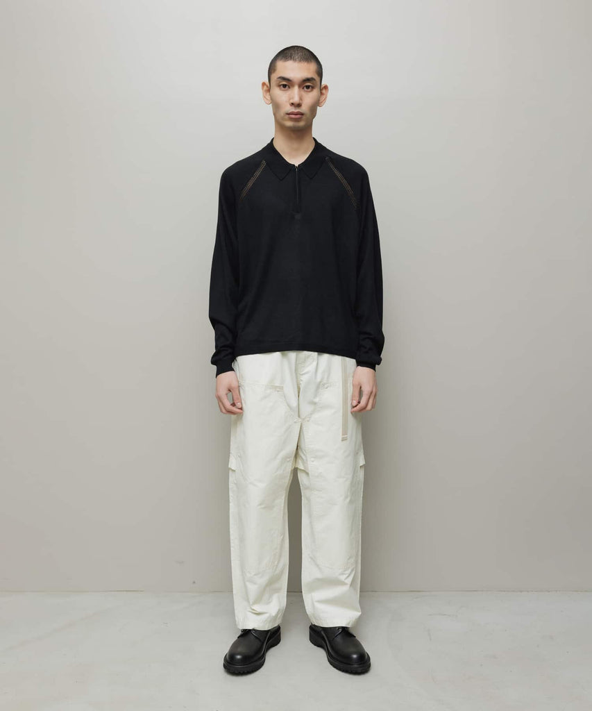 VENTILATION MESH KNIT ZIP POLO LS