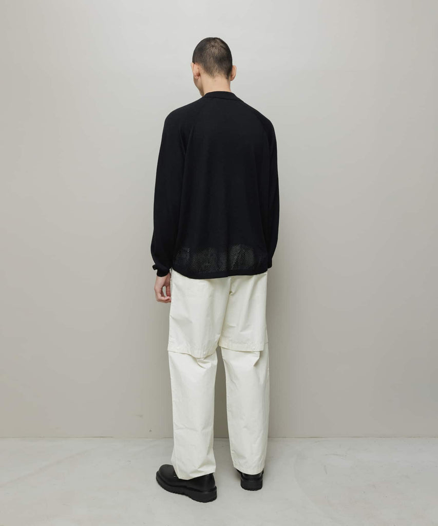 VENTILATION MESH KNIT ZIP POLO LS
