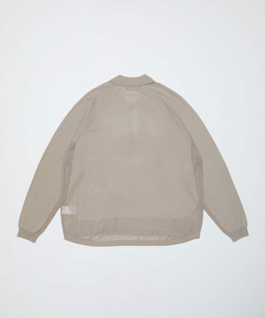 VENTILATION MESH KNIT ZIP POLO LS