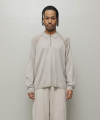 VENTILATION MESH KNIT ZIP POLO LS