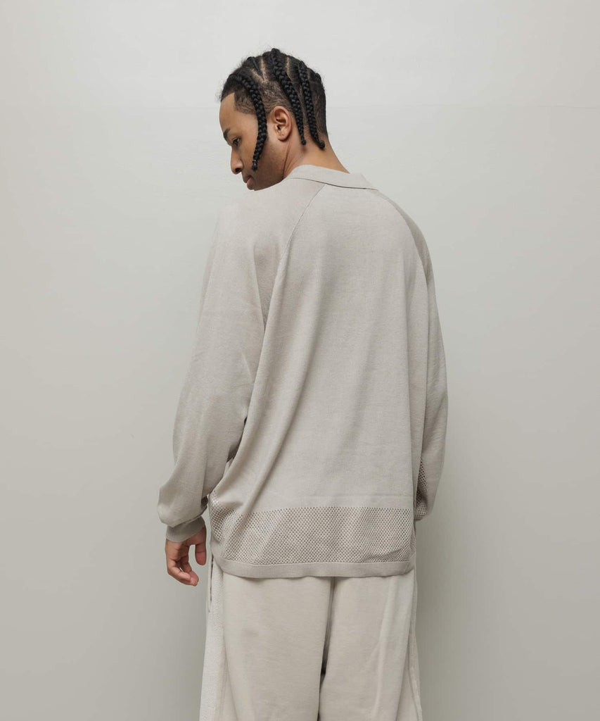 VENTILATION MESH KNIT ZIP POLO LS