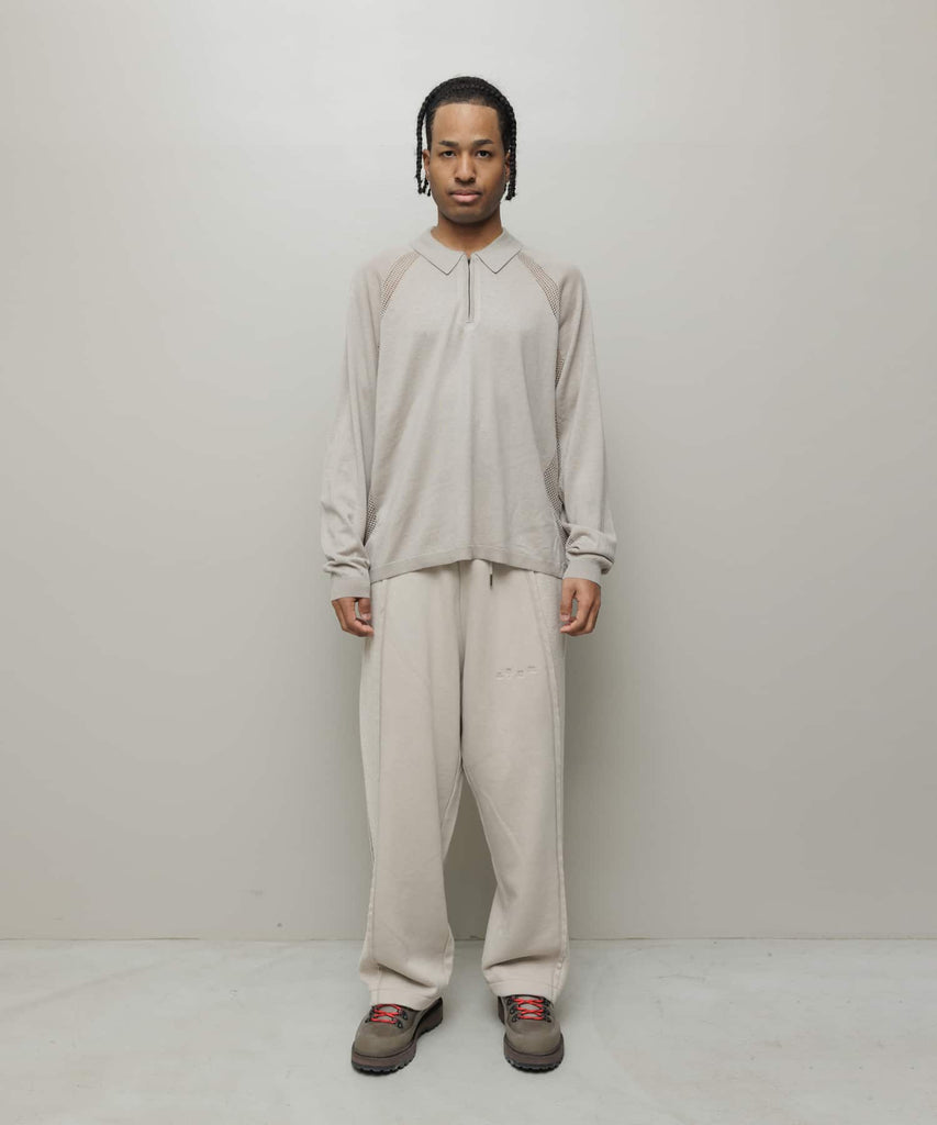 VENTILATION MESH KNIT ZIP POLO LS