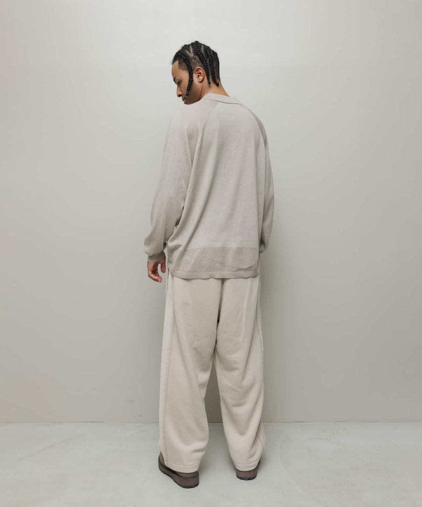 VENTILATION MESH KNIT ZIP POLO LS