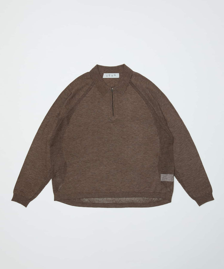 VENTILATION MESH KNIT ZIP POLO LS