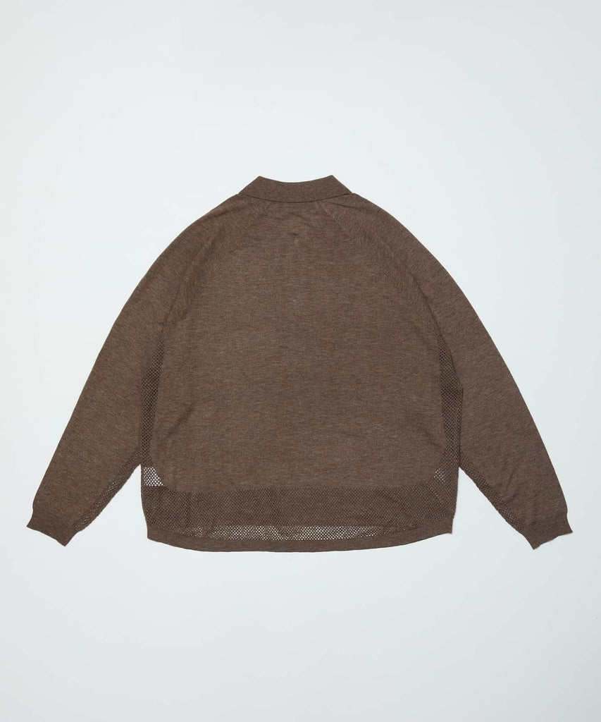 VENTILATION MESH KNIT ZIP POLO LS