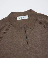 VENTILATION MESH KNIT ZIP POLO LS