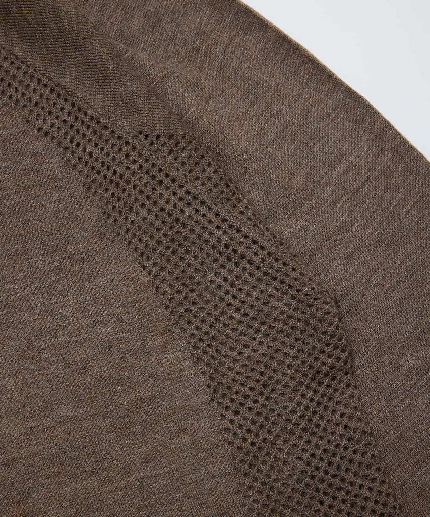 VENTILATION MESH KNIT ZIP POLO LS