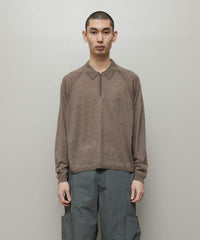 VENTILATION MESH KNIT ZIP POLO LS