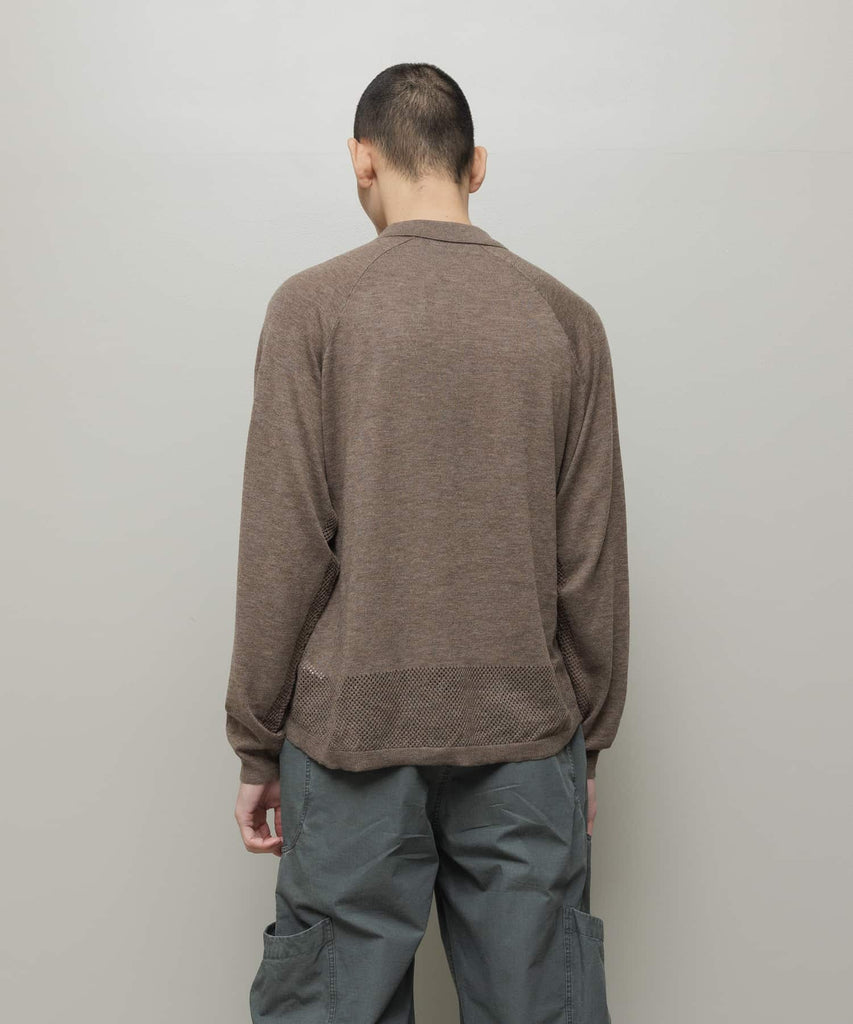 VENTILATION MESH KNIT ZIP POLO LS