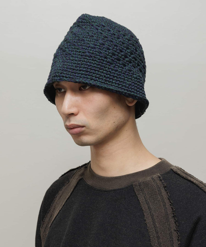 MIXED HAND KNIT BUCKET HAT