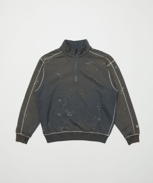 BAL / RUSSELL DISTRESSED ATHLETIC HEAVY COTTON HALF ZIP